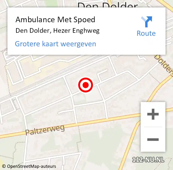 Locatie op kaart van de 112 melding: Ambulance Met Spoed Naar Den Dolder, Hezer Enghweg op 25 februari 2015 16:44