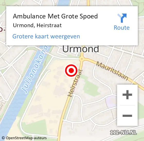 Locatie op kaart van de 112 melding: Ambulance Met Grote Spoed Naar Urmond, Heirstraat op 25 februari 2015 17:14