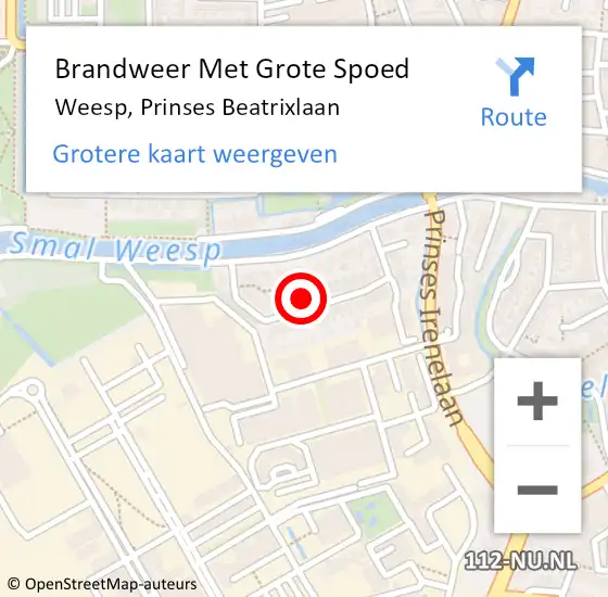 Locatie op kaart van de 112 melding: Brandweer Met Grote Spoed Naar Weesp, Prinses Beatrixlaan op 25 februari 2015 17:36