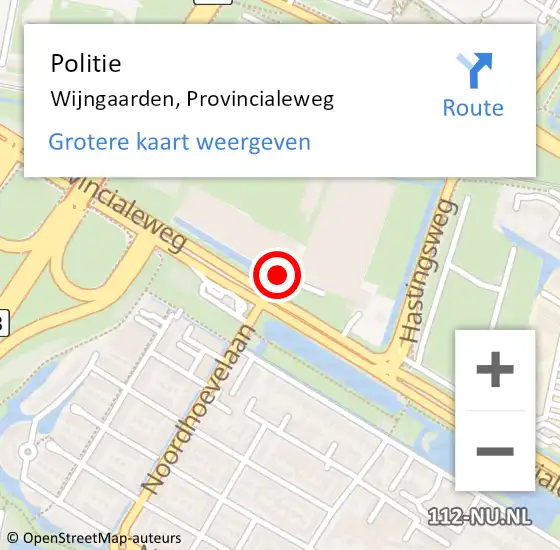 Locatie op kaart van de 112 melding: Politie Wijngaarden, Provincialeweg op 25 februari 2015 17:42