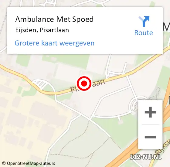 Locatie op kaart van de 112 melding: Ambulance Met Spoed Naar Eijsden, Pisartlaan op 25 februari 2015 18:21