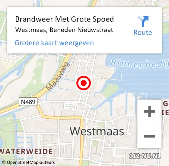 Locatie op kaart van de 112 melding: Brandweer Met Grote Spoed Naar Westmaas, Beneden Nieuwstraat op 25 februari 2015 18:31