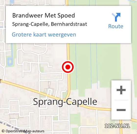 Locatie op kaart van de 112 melding: Brandweer Met Spoed Naar Sprang-Capelle, Bernhardstraat op 25 februari 2015 19:58