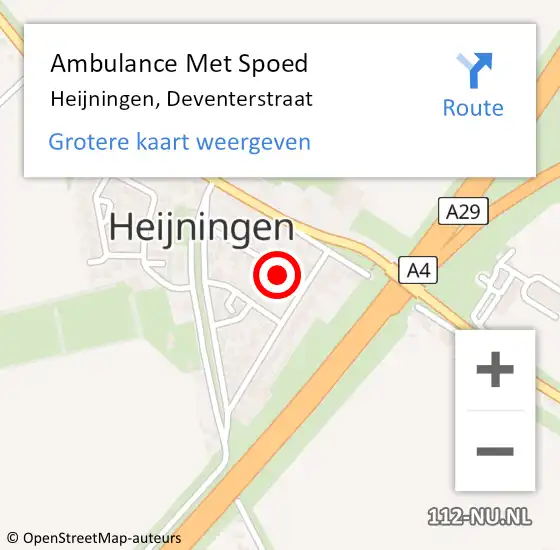 Locatie op kaart van de 112 melding: Ambulance Met Spoed Naar Heijningen, Deventerstraat op 25 februari 2015 20:00