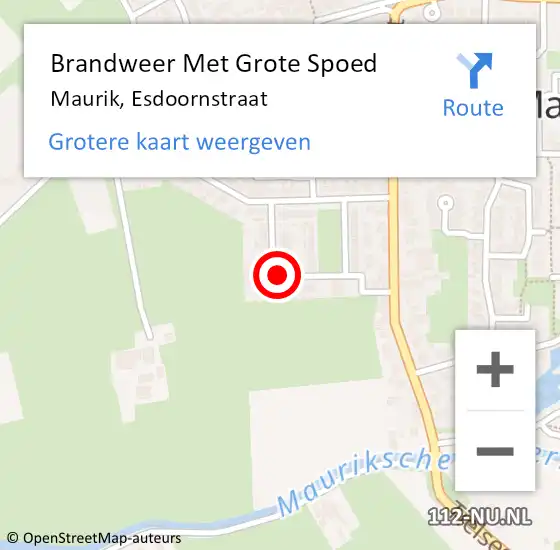 Locatie op kaart van de 112 melding: Brandweer Met Grote Spoed Naar Maurik, Esdoornstraat op 25 februari 2015 21:04