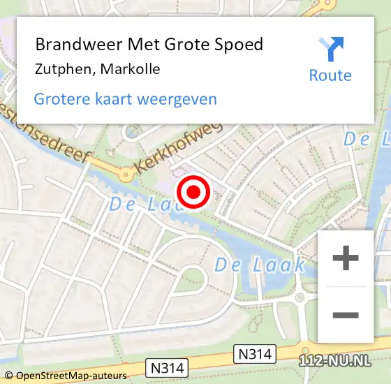 Locatie op kaart van de 112 melding: Brandweer Met Grote Spoed Naar Zutphen, Markolle op 25 februari 2015 21:23