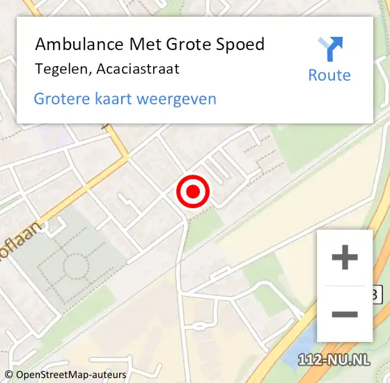 Locatie op kaart van de 112 melding: Ambulance Met Grote Spoed Naar Tegelen, Acaciastraat op 25 februari 2015 21:37