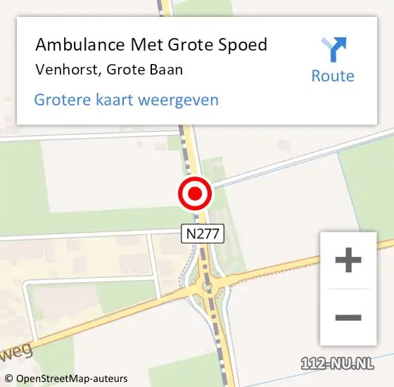 Locatie op kaart van de 112 melding: Ambulance Met Grote Spoed Naar Venhorst, Grote Baan op 25 februari 2015 22:22