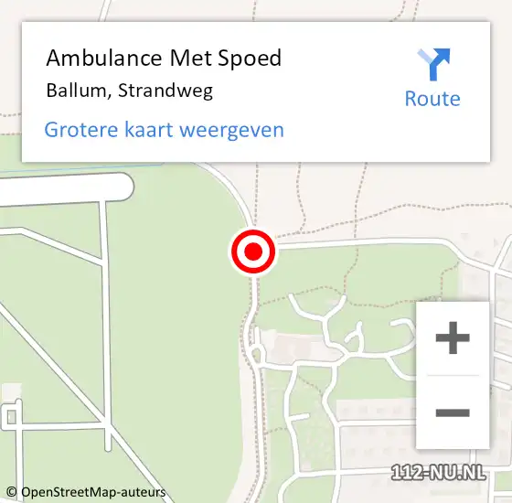 Locatie op kaart van de 112 melding: Ambulance Met Spoed Naar Ballum, Strandweg op 26 februari 2015 00:05