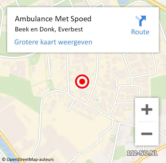 Locatie op kaart van de 112 melding: Ambulance Met Spoed Naar Beek en Donk, Everbest op 26 februari 2015 00:15