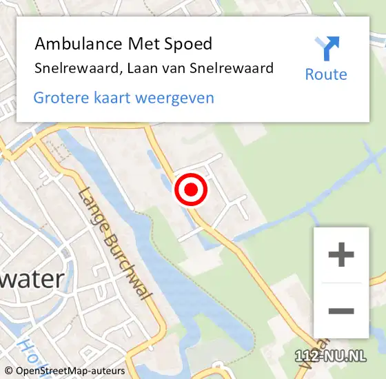 Locatie op kaart van de 112 melding: Ambulance Met Spoed Naar Snelrewaard, Laan van Snelrewaard op 26 februari 2015 01:12