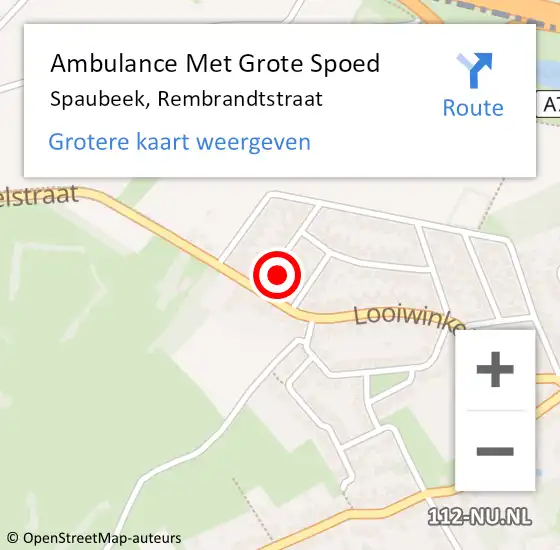 Locatie op kaart van de 112 melding: Ambulance Met Grote Spoed Naar Spaubeek, Rembrandtstraat op 31 oktober 2013 01:15