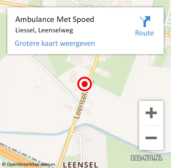 Locatie op kaart van de 112 melding: Ambulance Met Spoed Naar Liessel, Leenselweg op 26 februari 2015 05:24