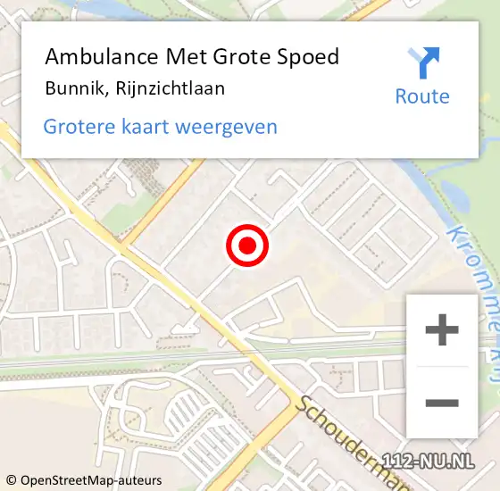 Locatie op kaart van de 112 melding: Ambulance Met Grote Spoed Naar Bunnik, Rijnzichtlaan op 26 februari 2015 05:30