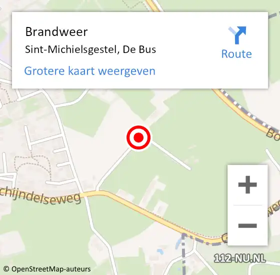 Locatie op kaart van de 112 melding: Brandweer St Michielsgestel, De Bus op 26 februari 2015 07:43