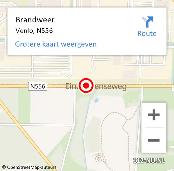 Locatie op kaart van de 112 melding: Brandweer Venlo, N556 op 26 februari 2015 07:57