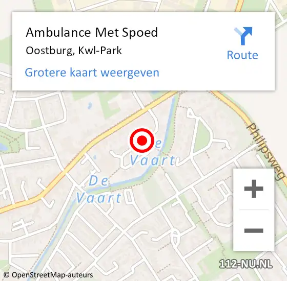 Locatie op kaart van de 112 melding: Ambulance Met Spoed Naar Oostburg, Kwl-Park op 31 oktober 2013 02:11