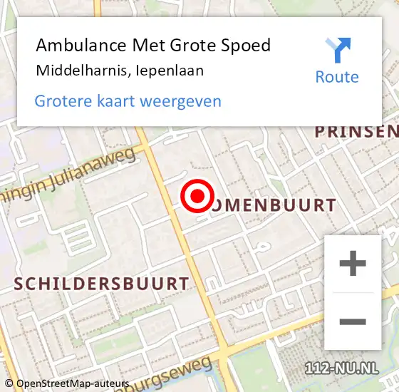 Locatie op kaart van de 112 melding: Ambulance Met Grote Spoed Naar Middelharnis, Iepenlaan op 26 februari 2015 08:28