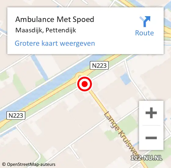 Locatie op kaart van de 112 melding: Ambulance Met Spoed Naar Maasdijk, Pettendijk op 26 februari 2015 08:37