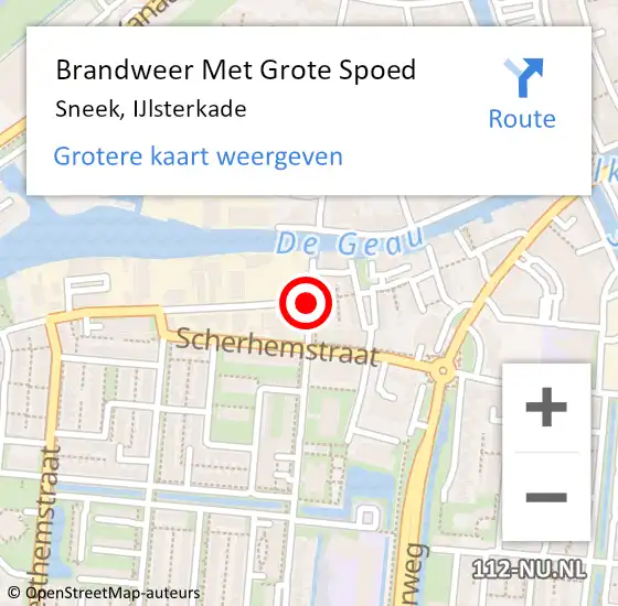 Locatie op kaart van de 112 melding: Brandweer Met Grote Spoed Naar Sneek, IJlsterkade op 31 oktober 2013 02:20