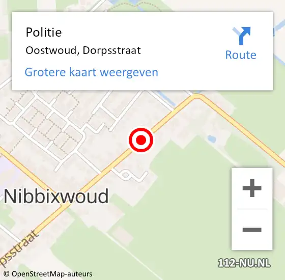 Locatie op kaart van de 112 melding: Politie Oostwoud, Dorpsstraat op 26 februari 2015 09:32