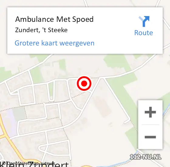 Locatie op kaart van de 112 melding: Ambulance Met Spoed Naar Zundert, 't Steeke op 26 februari 2015 09:38