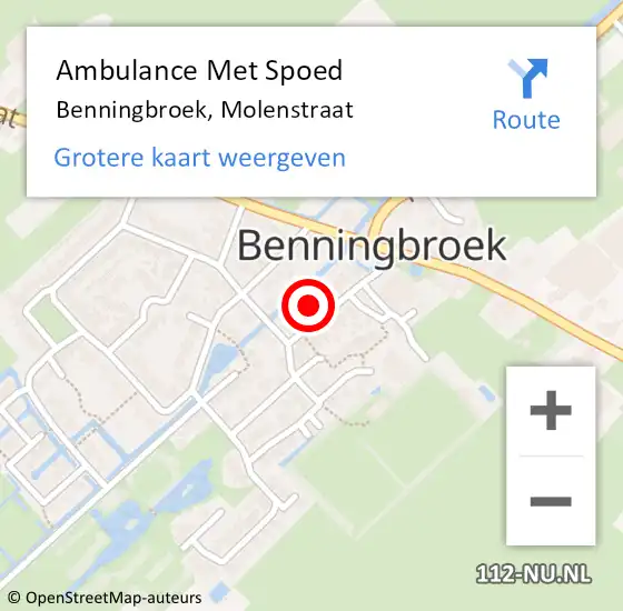 Locatie op kaart van de 112 melding: Ambulance Met Spoed Naar Benningbroek, Molenstraat op 26 februari 2015 09:39