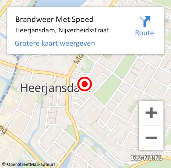 Locatie op kaart van de 112 melding: Brandweer Met Spoed Naar Heerjansdam, Nijverheidsstraat op 26 februari 2015 10:39