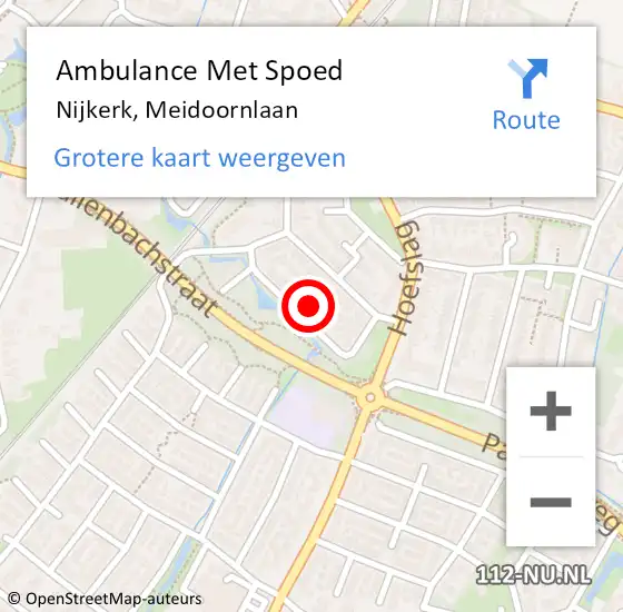 Locatie op kaart van de 112 melding: Ambulance Met Spoed Naar Nijkerk, Meidoornlaan op 26 februari 2015 11:33