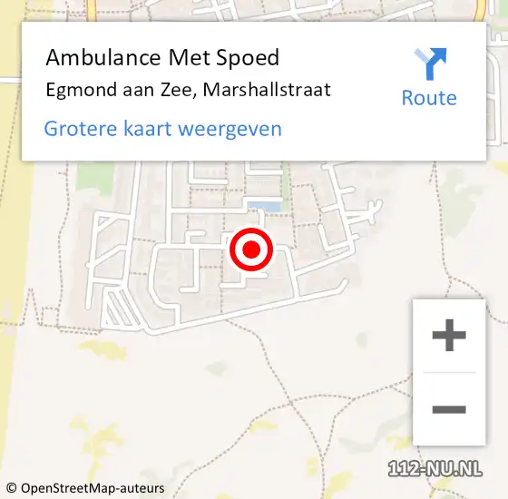 Locatie op kaart van de 112 melding: Ambulance Met Spoed Naar Egmond aan Zee, Marshallstraat op 31 oktober 2013 03:48