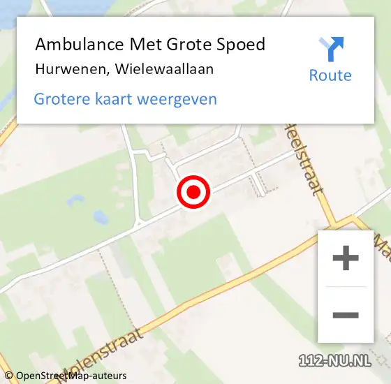 Locatie op kaart van de 112 melding: Ambulance Met Grote Spoed Naar Hurwenen, Wielewaallaan op 26 februari 2015 12:21