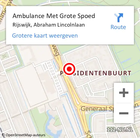 Locatie op kaart van de 112 melding: Ambulance Met Grote Spoed Naar Rijswijk, Abraham Lincolnlaan op 26 februari 2015 12:48