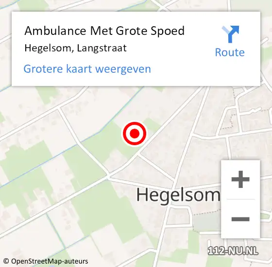 Locatie op kaart van de 112 melding: Ambulance Met Grote Spoed Naar Hegelsom, Langstraat op 26 februari 2015 14:23