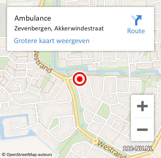 Locatie op kaart van de 112 melding: Ambulance Zevenbergen, Akkerwindestraat op 26 februari 2015 14:50