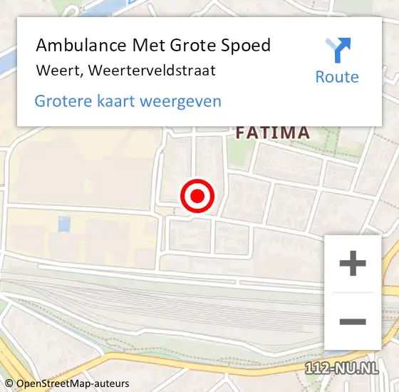 Locatie op kaart van de 112 melding: Ambulance Met Grote Spoed Naar Weert, Weerterveldstraat op 26 februari 2015 15:33