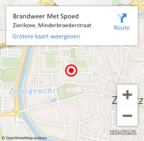 Locatie op kaart van de 112 melding: Brandweer Met Spoed Naar Zierikzee, Minderbroederstraat op 26 februari 2015 16:29