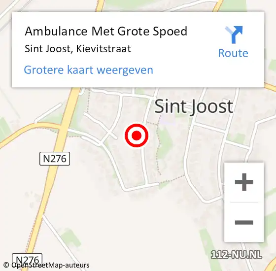 Locatie op kaart van de 112 melding: Ambulance Met Grote Spoed Naar Sint Joost, Kievitstraat op 26 februari 2015 17:35