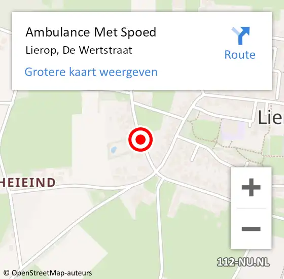 Locatie op kaart van de 112 melding: Ambulance Met Spoed Naar Lierop, De Wertstraat op 26 februari 2015 17:45