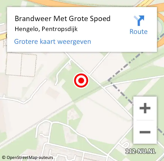 Locatie op kaart van de 112 melding: Brandweer Met Grote Spoed Naar Hengelo, Pentropsdijk op 26 februari 2015 18:13