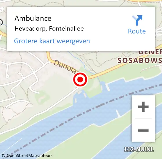 Locatie op kaart van de 112 melding: Ambulance Heveadorp, Fonteinallee op 26 februari 2015 18:18