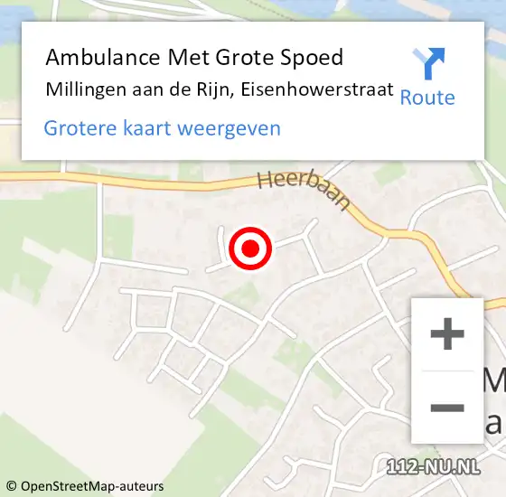 Locatie op kaart van de 112 melding: Ambulance Met Grote Spoed Naar Millingen aan de Rijn, Eisenhowerstraat op 26 februari 2015 18:45