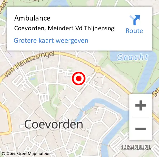 Locatie op kaart van de 112 melding: Ambulance Coevorden, Meindert Vd Thijnensngl op 26 februari 2015 19:11