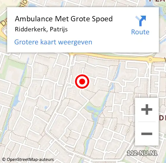 Locatie op kaart van de 112 melding: Ambulance Met Grote Spoed Naar Ridderkerk, Patrijs op 26 februari 2015 19:16