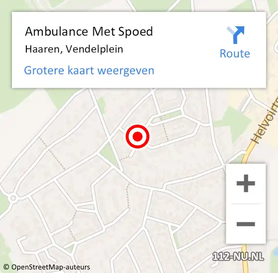 Locatie op kaart van de 112 melding: Ambulance Met Spoed Naar Haaren, Vendelplein op 31 oktober 2013 07:13