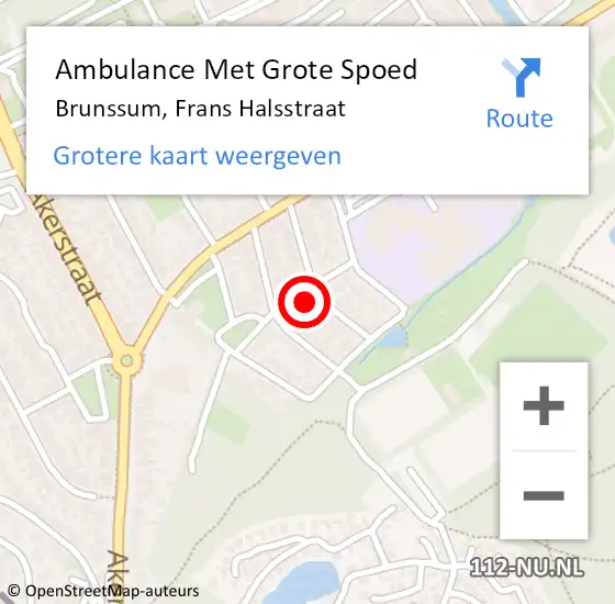 Locatie op kaart van de 112 melding: Ambulance Met Grote Spoed Naar Brunssum, Frans Halsstraat op 31 oktober 2013 07:15