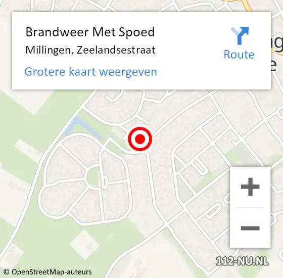 Locatie op kaart van de 112 melding: Brandweer Met Spoed Naar Millingen, Zeelandsestraat op 26 februari 2015 20:39