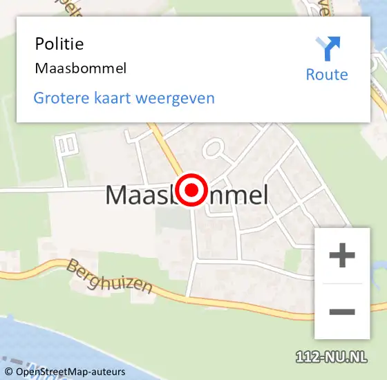 Locatie op kaart van de 112 melding: Politie Maasbommel op 26 februari 2015 21:42
