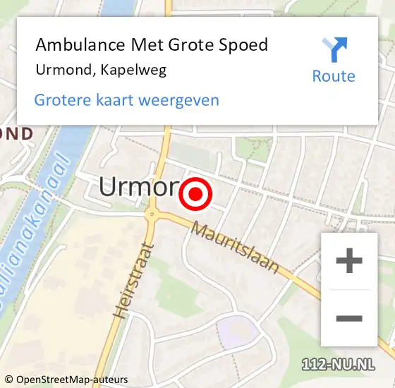 Locatie op kaart van de 112 melding: Ambulance Met Grote Spoed Naar Urmond, Kapelweg op 31 oktober 2013 07:35