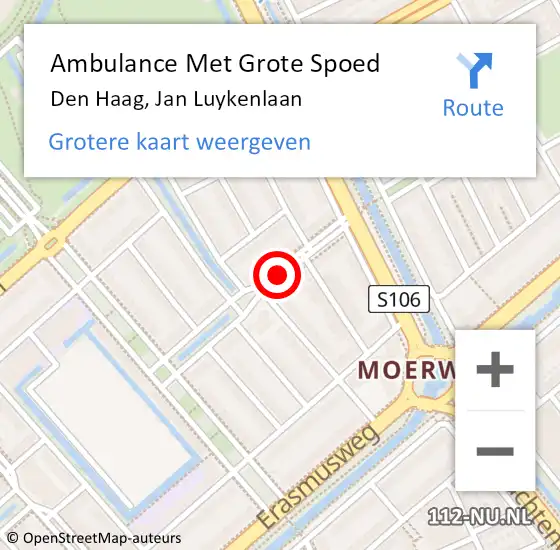 Locatie op kaart van de 112 melding: Ambulance Met Grote Spoed Naar Den Haag, Jan Luykenlaan op 26 februari 2015 22:50