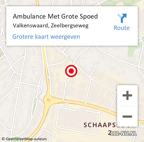 Locatie op kaart van de 112 melding: Ambulance Met Grote Spoed Naar Valkenswaard, Zeelbergseweg op 26 februari 2015 23:19